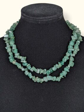 Green Aventurine Chip Beaded Infinity Necklace